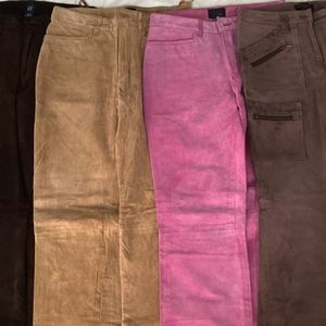 Suede Jeans in various colors.
